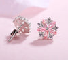 Silver Snowflake Pink Quartz Earrings for Women Silver Jewelry Cute Stud Earring Engagement Party Jewellery - Image 5