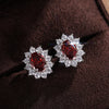 Full Zircon Stud Earrings for Women Blue/Purple/Red/Pink/Black/White/Green Oval CZ Wedding Female Jewelry - Image 13