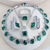 Women Silver Bridal Jewelry Sets Zircon Costume Jewellery Wedding Party Rings Bracelets Pendant Earrings Necklace - Image 1