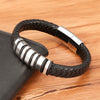 Braided Wrap Rope Black Leather Bracelets For Men Simple Stainless Steel Charm Vintage Bangles Jewelry Gift - Image 2