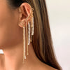Long Tassel Geometric Imitation Pearl Chain Clip Earrings No Pierced Ear Cuff Cartilage Elegant Female Women Jewelry - Image 3