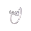 Buyee Silver Female Ring Finger White Zircon A-Z Letter Open Ring for Women Party Jewelry Circle - Image 18