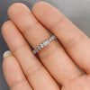 Slim Brass Band Ring with Cubic Zirconia Accents in Gold-Tone or Silver-Tone - Image 9