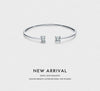 MODIAN 925 Sterling Silver Luxury Asymmetry Sparkling AAAAA Zirconia Open Size Bangle Bracelet For Women Wedding Fine Jewelry