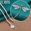 Doteffil Silver 40-75cm Chain Big Dragonfly Pendant Necklace For Women Wedding Engagement Party Jewelry - Image 8