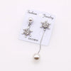 Simulated Pearl Dangle Earrings Korean Women Snowflake Drop Earrings Silver Color Pearl Pendants Earrings - Image 3