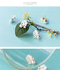 Modian 925 Sterling Silver Blooming White Frangipani Flower Pearl Stud Earring for Women Ear Pin Fine Jewelry