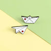 Origami Paper Airplane Paper Boat Enamel White Handcraft Lover Brooch Metal Badge Pin Cute Kids Costume Jewelry Gift - Image 4