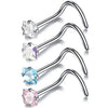 Surgical Steel Nose Stud Set 4 Pieces 20G in L Shape Screw and Bone - Image 23