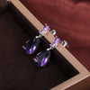 Cubic Zirconia Water Drop Charm Women Drop Earring Wedding Band Jewelry White/Purple Earrings - Image 17