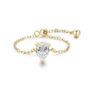 5 Style Clear CZ Link Chain Ring Silver Adjustable Charm Gold Color Rings For Women Wedding Jewelry - Image 14
