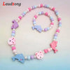 Cartoon Colorful Wooden Unicorn Flower Animal Child Sweater Necklace Bracelet Girl's Gifts Children's Jewelry 2pc - Image 6