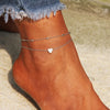 Two Layers Chain Heart Style Gold/Silver Color Anklets For Women Bracelets Summer Barefoot Sandals Jewelry On Foot Leg - Image 3