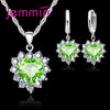 Wding Engagement Anniversary Gift Jewelry Sets Silver Color Stamped Heart Pendant Hoop Earrings for Women Girls - Image 14