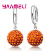 Silver Earrings Austrian Crystal Pave Disco Ball Hoop Lever Back Huggie Women Girls Jewelry - Image 7