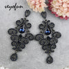 Rhinestone Drop Earrings Vintage Hollow Big Dangle Earrings Jewelry For Women Gift - Image 3