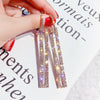 Silver Needle Long Dangle Drop Earrings for Women Jewelry Statement Shining Rectangular Punk Rock Female Earrings - Image 3