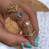 Stainless Steel Opal Finger Rings For Women Adjustable Couple Geometric Ring Handmade Aesthetic Jewelry Gift - Image 2