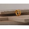 Stainless Steel Round Rings For Women Gold Texture Metal Plated Statement Jewelry Pour Gift - Image 2