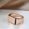 Glossy Men Big Size Ring Rose Gold Simple Square Black Zircon Ring Daily Jewelry - Image 5