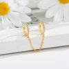 Gold Silver Color Plated Double Hole Link Chain Circle Hoop Earrings Zircon Star Lightning Eye Pendant Huggie Piercing Earring - Image 40