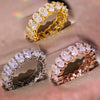 Female White Crystal Stone Ring Rose Gold Silver Wedding Silver Ring Female Cute Oval Zircon Engagement Jewelry - Image 1