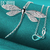 Doteffil Silver 40-75cm Chain Big Dragonfly Pendant Necklace For Women Wedding Engagement Party Jewelry - Image 4