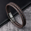 Men Jewelry Red Braided Leather Rope Bracelet Black Magnetic Buckle Bracelets Punk Men Wrist Band Hombre - Image 8