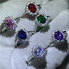 Fahion Princess Diana ring silver Oval cz Birthstone Engagement Wedding Band Rings For Women Jewelry - Image 1