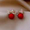 Christmas Red Dangle Earrings For Women Rhinestone Snowflake Pearl Earring Christmas Party Festival Year Jewelry - Image 28