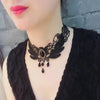 Gothic Chokers Black Beaded Flowers Sexy Lace Neck Choker Necklace Vintage Tassel Chain Women Steampunk Halloween Jewelry - Image 7