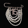 Handmade Metal Pearl Chain Greek Sorority Rhinestone Initial Number1 To Number 31 Brooches Apparel Jewelry - Image 16
