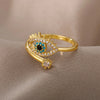 Lucky Turkish Blue Evil Eye Rings For Women Open Adjustable Stainless Steel Ring Wedding Band Couple Jewelry Gift - Image 5