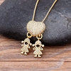 Family Pendant Necklace with Child Figure Combinations and Stone Accents - Image 12