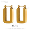 Stainless Steel Rose Gold Square Hoop Earrings for Women Simple Metal Plated Charm Jewelry Gift - Image 1