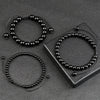 Black Bead Bracelet with 4 mm 6 mm or 8 mm Beads and Adjustable Fit - Image 1