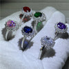 Fahion Princess Diana ring silver Oval cz Birthstone Engagement Wedding Band Rings For Women Jewelry - Image 2