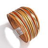 Bohemian Contrast Color Splice Slim Stripe Leather Bracelet for Women Multilayer Wide Wrap Bracelet Couple Jewelry Gift - Image 3