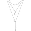 MinaMaMa Stainless Steel Chain Pentacle Star Round Coin Moon Bar Pendants Necklaces For Women Multi Layered Necklaces - Image 16