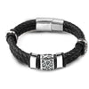 Brown 316L Stainless Steel Irregularly Cracked Man Bracelet Braided Leather Men's Jewelry Items - Image 12