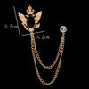 Retro Crown Rhinestones Brooch Pins Eagle Tassel Chain Lapel Pin Suit Shirt Vintage Jewelry for Women Men Accessories - Image 3
