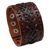 Leather Wide Cuff Bangles Punk Vintage Three Layers Wide Black Brown Men Jewelry Bracelets - Image 32