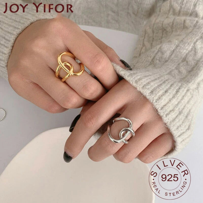Minimalism Silver Finger Rings for Women Couple Vintage Cross Winding Party Jewelry Gift Prevent Allergy - Image 1