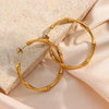 Minimalist Basic Thin Bamboo Large Gold Hoop Earrings For Women Stainless Steel Gold Plated Female Big Hoop - Image 6