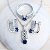 Silver Bridal Jewelry Sets Women Costume Zirconia Jewellery Wedding Rings Earrings Bracelet Pendant Necklace - Image 8