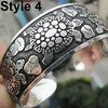 Chinese Style Vintage Tibetan Silver Elephant Carved Flower Geometric Open Bangle Cuff Wide Bracelet Jewelry Gift For Women - Image 4