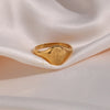 Stainless Steel Gold Plated Engraving Wildflower Tea Leaf Lavender Sunflower Signet Rings For Women - Image 19