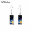 Sun and Moon Rectangular Earring Day and Night Art Fish Hook Earrings Glass Cabochon Handmade Jewelry - Image 10