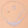 Stonefans Simple Rhinestone Necklace Bracelet Earring Ring Set for Women Bling Crystal Bridal Wedding Set Jewelry Gift