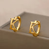 Initial Letter Stud Earrings For Women Stainless Steel Letter A-Z Piercing Earring Korean Jewelry Gift - Image 5